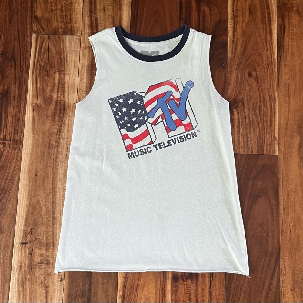 MTV Tank Top with American Flag Graphic